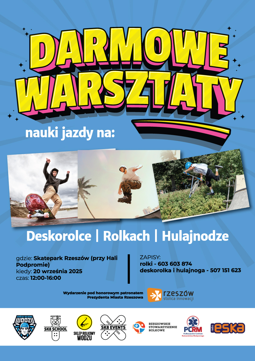 Warsztaty sportowe z jazdy na deskorolce, rolkach i hulajnogach